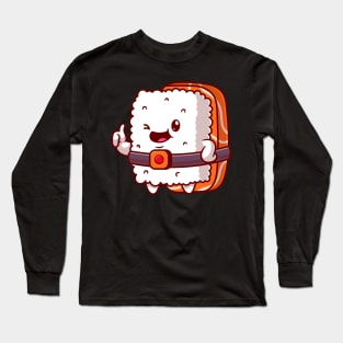 Cute Sushi Salmon Thumbs Up Cartoon Long Sleeve T-Shirt